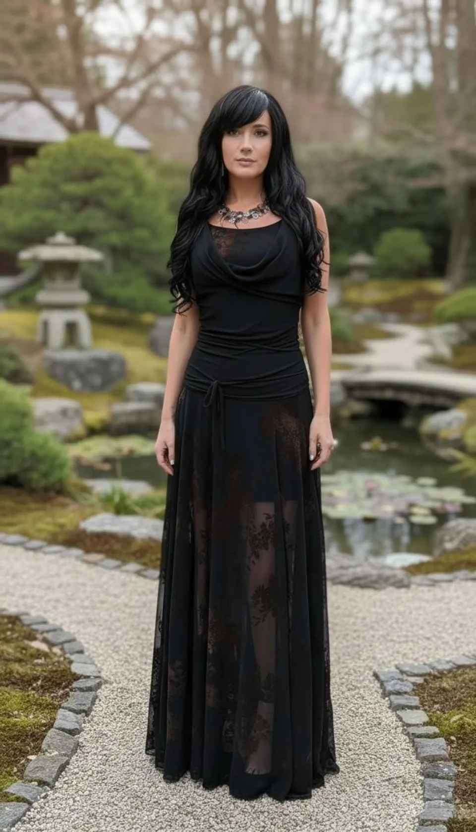 3 peice set. Crop top, maxi skirt with brown velvet stencil and cowl neck top that goes on top.