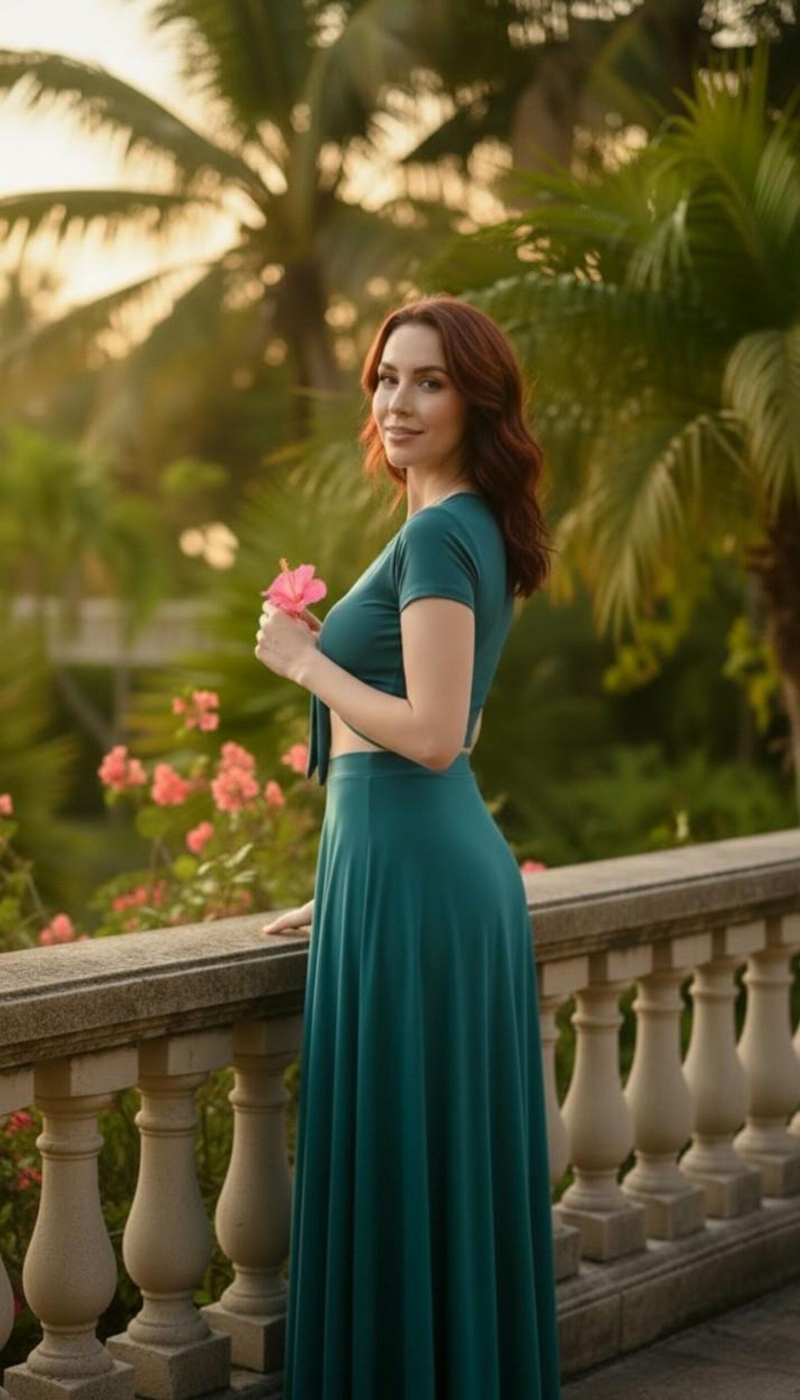 Teal V-Neck Tie-Front Crop Top